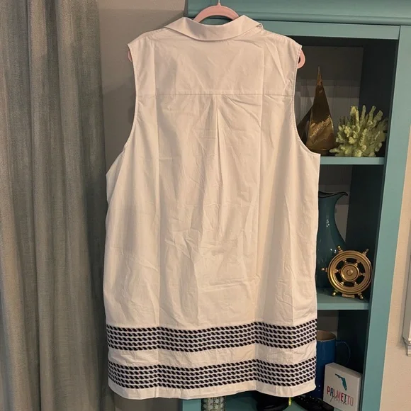 Tuckernuck White High Tide Collared Dress with Black/ Navy Hem Pattern XXXL NWT - Picture 11 of 11